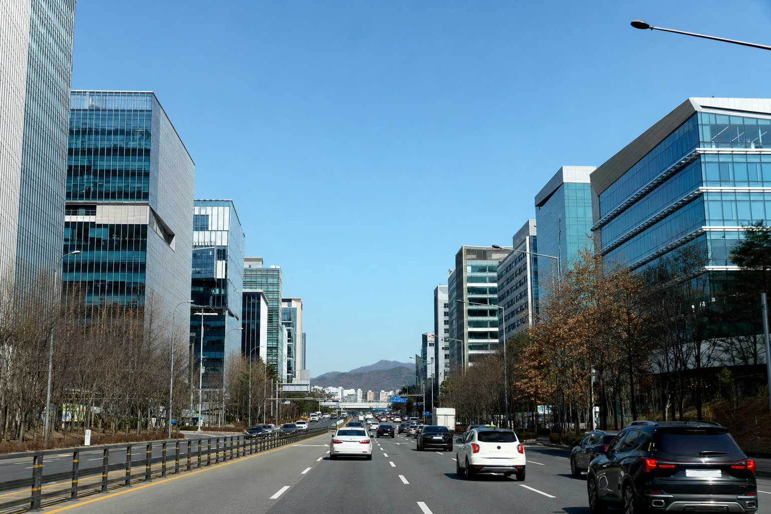 판교 테크노밸리와 고속도로 진입 도로 연수 코스