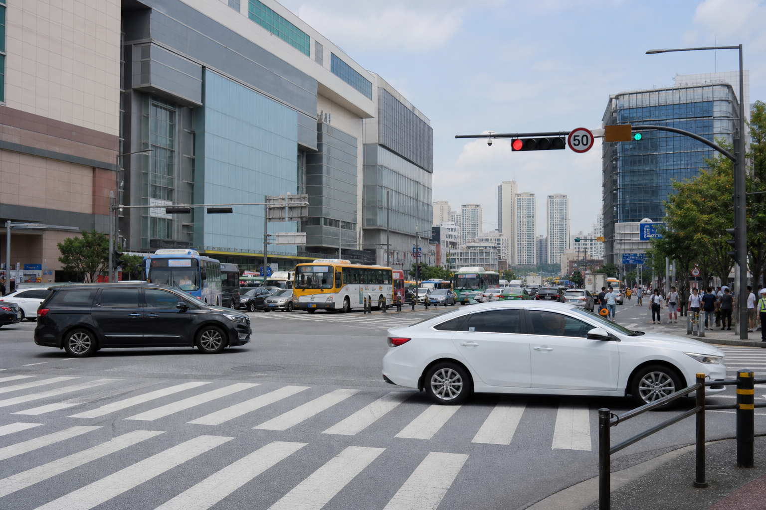 수원역과 AK플라자 주변 번화가 진입 주차 연수 코스